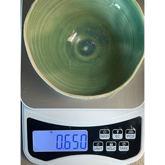 Unknown Brand Studio Pottery Serotonin Bowl Green Speckled Molecule Mark 6" - Picture 6 of 7